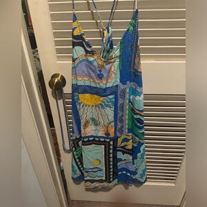 Anthropologie size XL criss cross stepped dress, flowy and beachy designs, boho